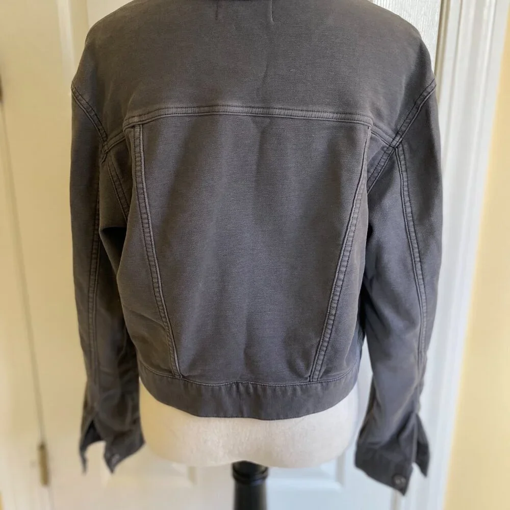 THE NORMAL BRAND, comfort terry trucker military style jacket gray sz xs